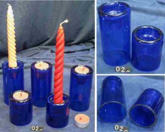 02 CANDELERO PORTAVELA VIDRIO AZUL